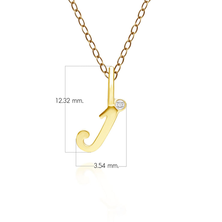 Alphabet Letter J Diamond pendant in 9ct Yellow Gold