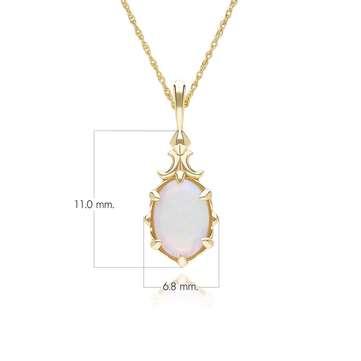 Classic Oval Opal Pendant Necklace in 9ct Yellow Gold
