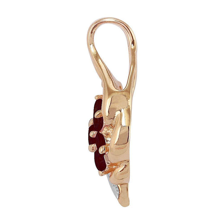 Floral Ruby & Diamond Cluster Pendant on Chain Image 3
