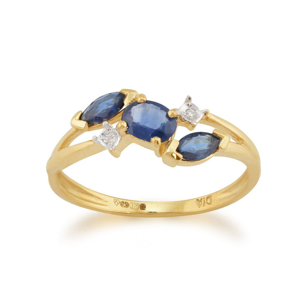 Sapphire and Diamond Three Stone Ring Image 1