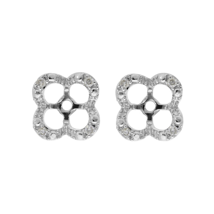 Emerald Stud Earrings & Detachable Diamond  Ear Jacket in White Gold