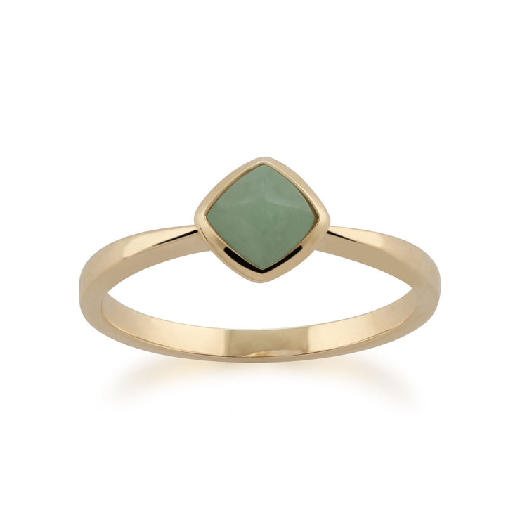 Gemondo 9ct Yellow Gold Cushion Green Jade Ring Image 1