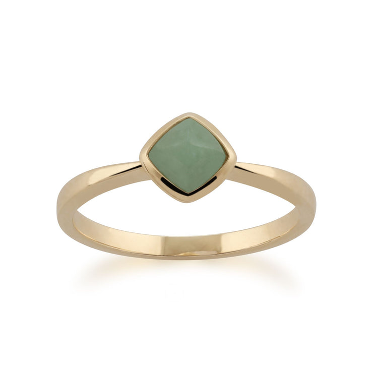 Gemondo 9ct Yellow Gold Cushion Green Jade Ring Image 2