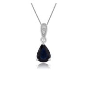 Classic Sapphire & Diamond Pendant on Chain Image 1