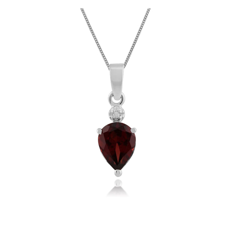 Gemondo 9ct White Gold 1.30ct Garnet & Diamond Pendant on 45cm Chain Image