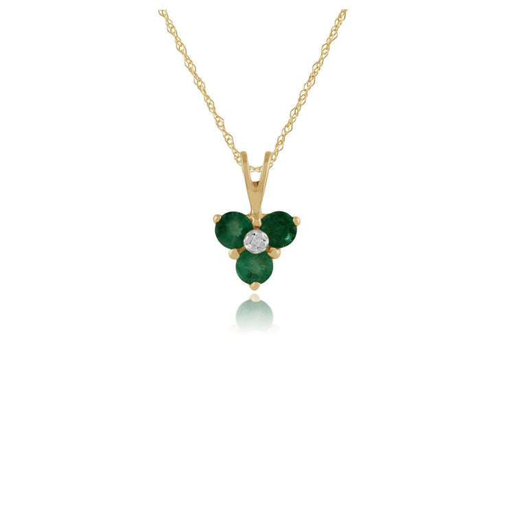 Classic Emerald & Diamond Cluster Pendant Image 1