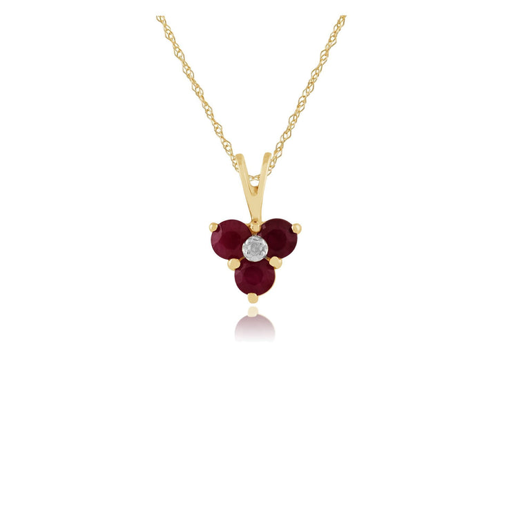 Classic Ruby & Diamond Cluster Pendant Image 1