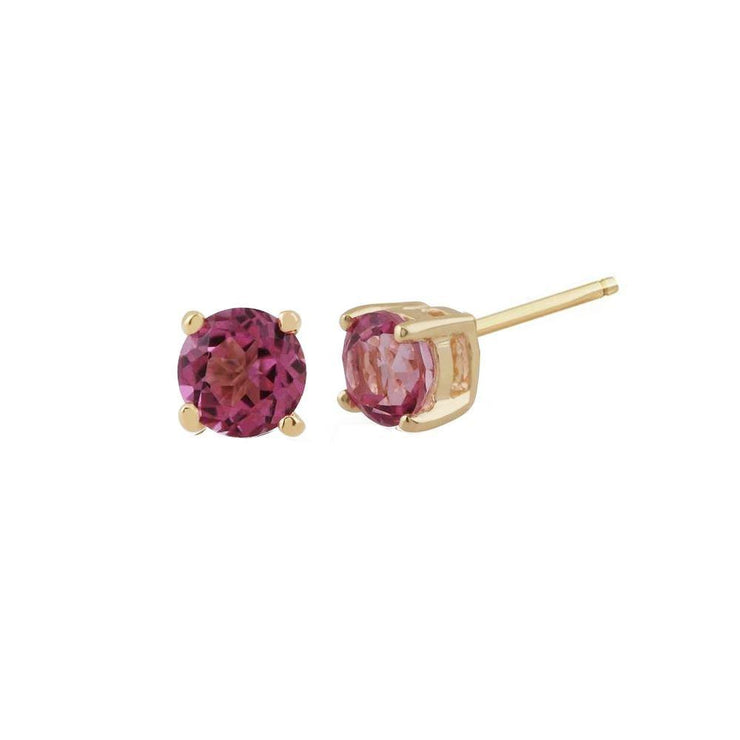 Gemondo Pink Topaz Round Stud Earrings In 9ct Yellow Gold 3.50mm Claw Set Image