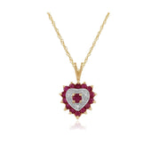 Classic Ruby & Diamond Heart Pendant on Chain Image 1