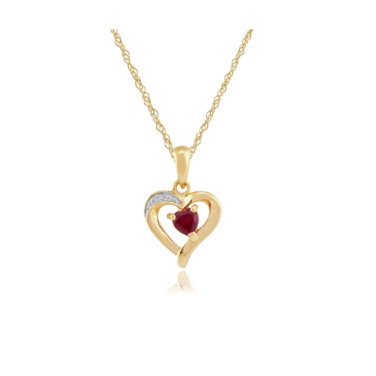 Classic Heart Ruby & Diamond Stud Earrings & Pendant Set Image 2