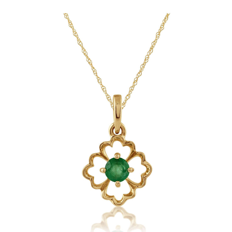 Floral Emerald Pendant on Chain Image 1