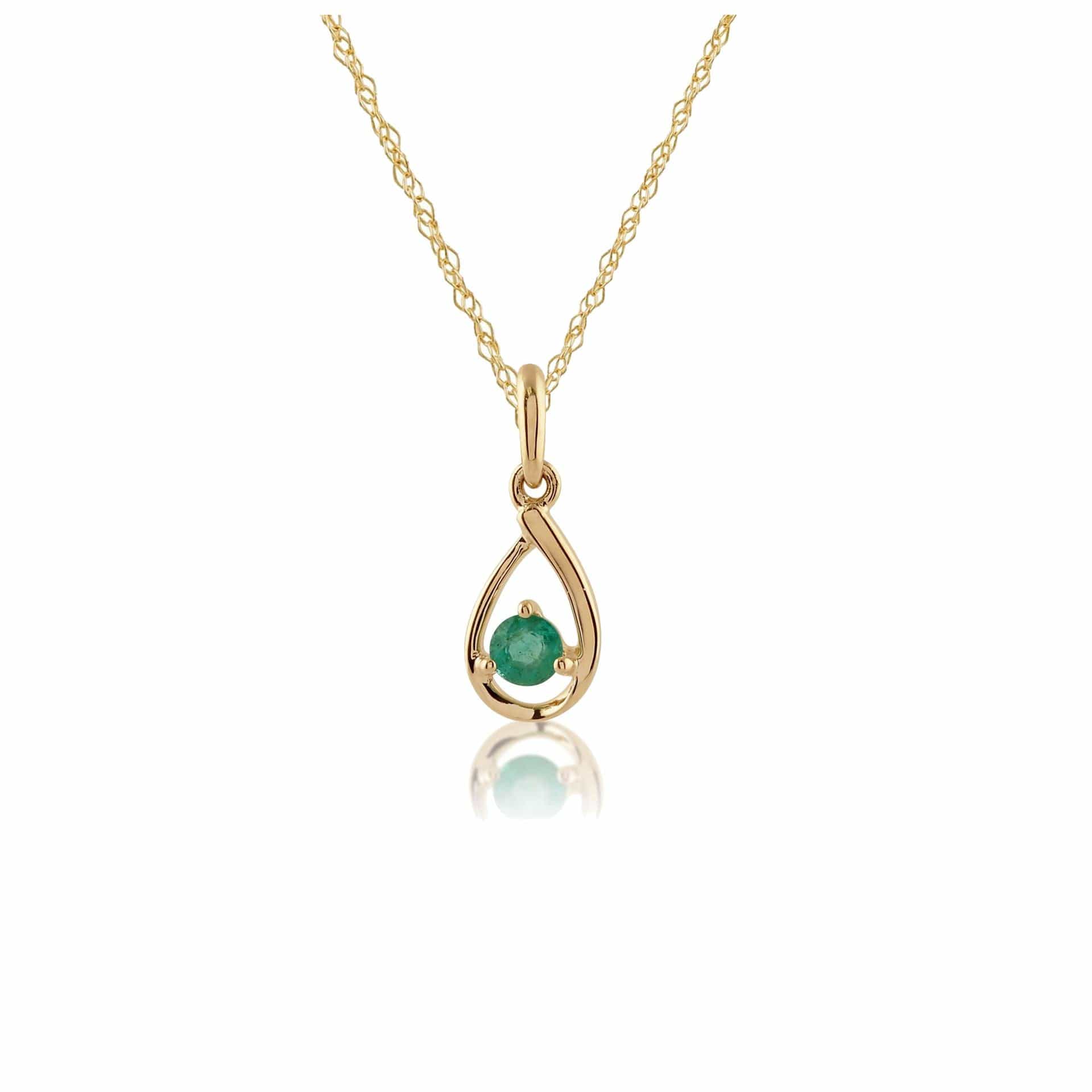 135P1551019 Classic Round Emerald Pendant in 9ct Yellow Gold 1