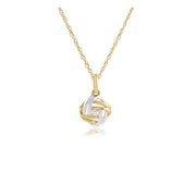 Classic Round Diamond Love Knot Pendant in 9ct Yellow & White Gold