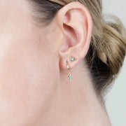 Floral Round Emerald & Diamond Cluster Stud Earrings in 9ct Yellow Gold