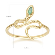 ECFEW™ Emerald Winding Snake Ring in 9ct Yellow Gold