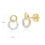 Diamond Pave Interlocking Hoop Stud Earrings in 9ct Yellow Gold