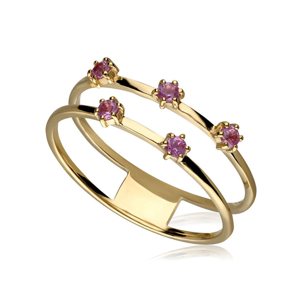 Pink Sapphire Double Band Ring