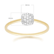 Diamond Pave Square Ring 9ct Yellow Gold