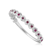 9ct White Gold 0.090ct Ruby Band Ring