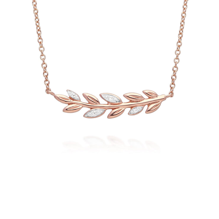 O Leaf Diamond Necklace in 9ct Rose Gold
