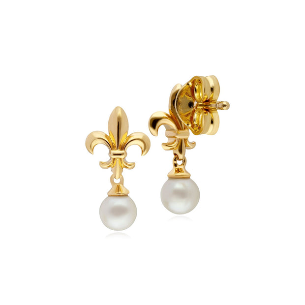 ECFEW™ 'The Liberator' Pearl Fleur De Lis Drop Earrings