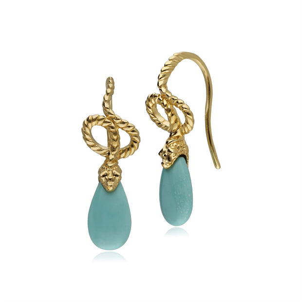 ECFEW™ 'The Ruler' Turquoise Winding Snake Drop Earrings