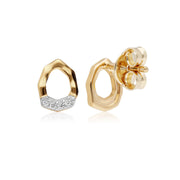 Diamond Asymmetrical Stud Earrings in 9ct Yellow Gold