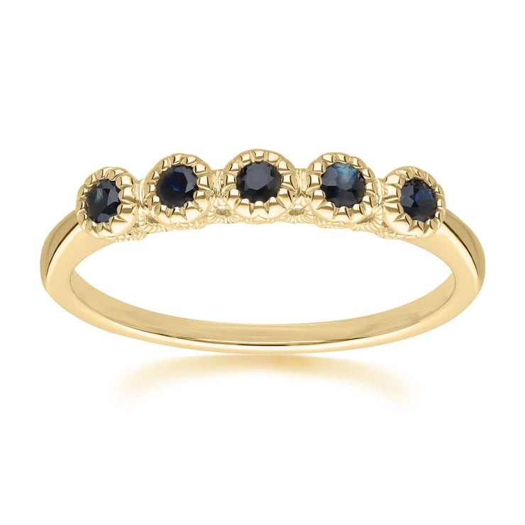 Classic Round Sapphire Five Stone Eternity Ring in 9ct Yellow Gold