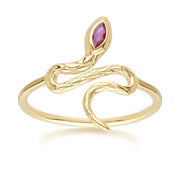 ECFEW™ Ruby Winding Snake Ring in 9ct Yellow Gold