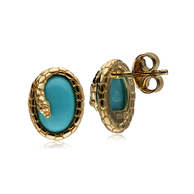 ECFEW™ 'The Ruler' Turquoise Winding Snake Stud Earrings