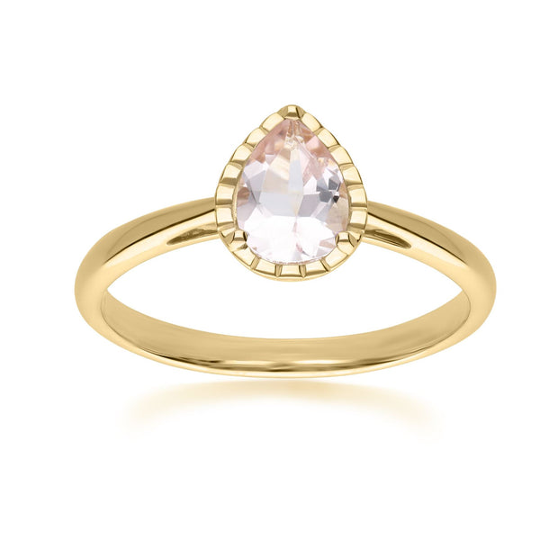 Classic Pear Morganite Ring in 9ct Yellow Gold