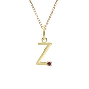 Initial Ruby Letter Necklace In 9ct Yellow Gold