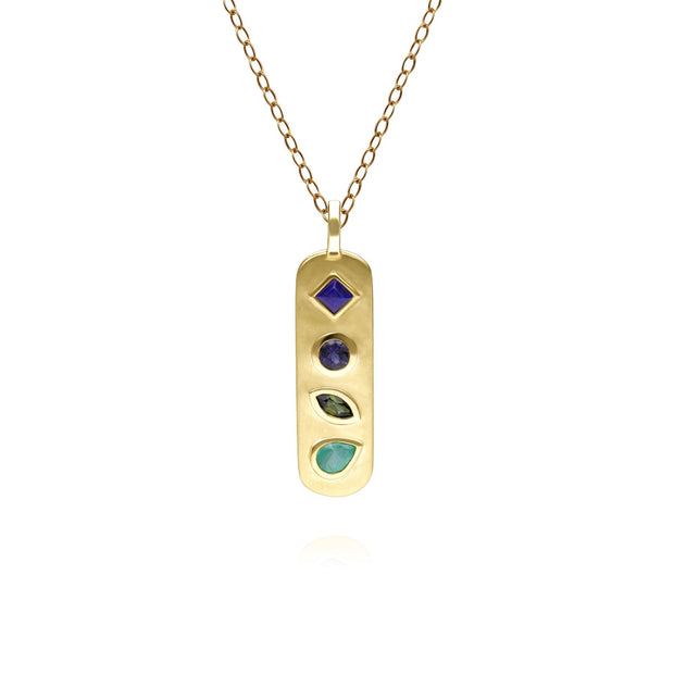 Coded Whispers Brushed Gold 'Live' Acrostic Gemstone Pendant