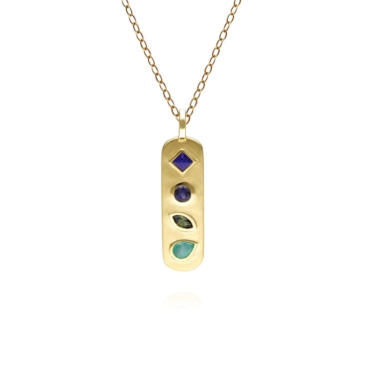 Coded Whispers Brushed Gold 'Live' Acrostic Gemstone Pendant