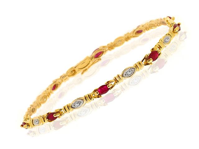 Gemondo 9ct Yellow Gold 1.38ct Genuine Ruby & 5pt Diamond 18cm Bracelet Image