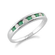 Emerald & Diamond Half Eternity Ring Image 2