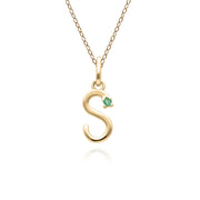 Initial Emerald Letter Necklace In 9ct Yellow Gold