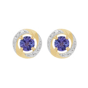 Classic Tanzanite Stud Earrings & Diamond Halo Ear Jacket Image 1 