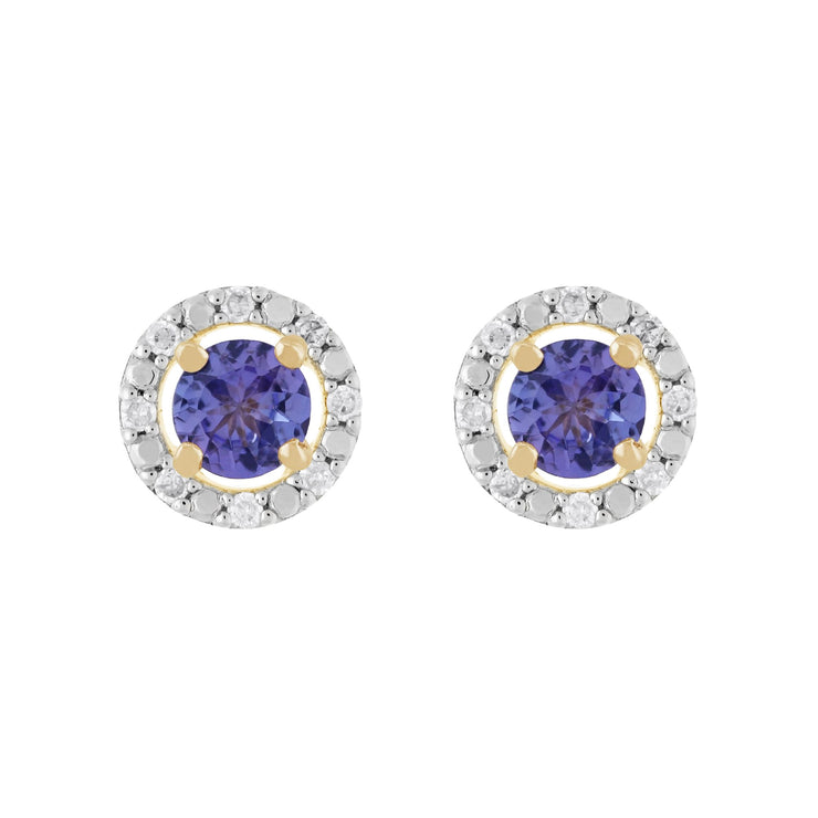 Classic Tanzanite Stud Earrings & Diamond Round Earrings Jacket Set Image 1