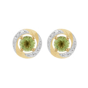 Classic Peridot Stud Earrings & Diamond Halo Ear Jacket Image 1 