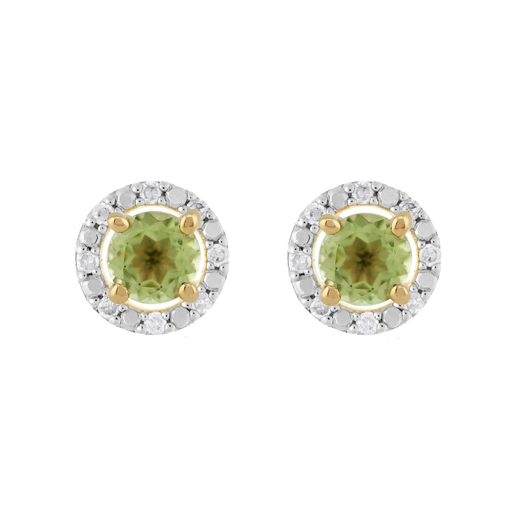 Classic Peridot Stud Earrings & Diamond Round Earrings Jacket Set Image 1