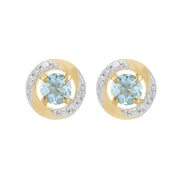Classic Aquamarine Stud Earrings & Diamond Halo Ear Jacket Image 1 