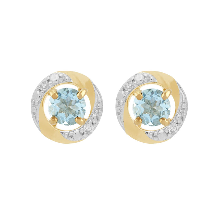 Classic Aquamarine Stud Earrings & Diamond Halo Ear Jacket Image 1 