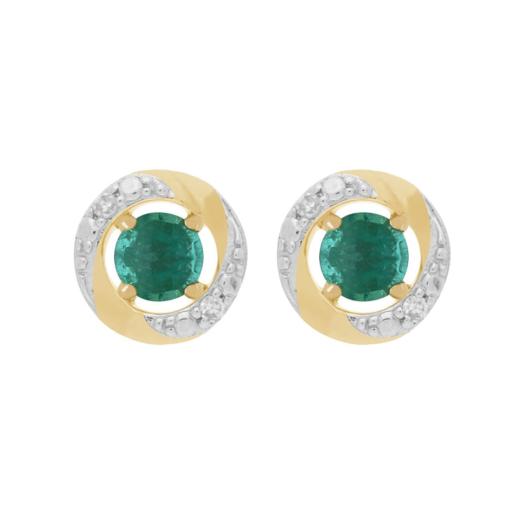 Classic Emerald Stud Earrings & Diamond Halo Ear Jacket Image 1 
