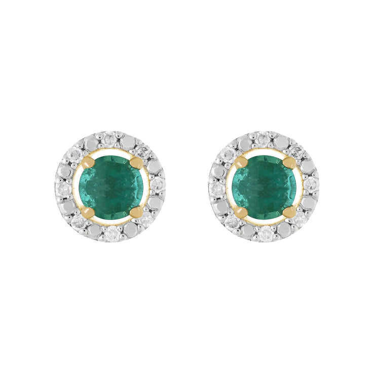 Classic Emerald Stud Earrings & Diamond Round Earrings Jacket Set Image 1