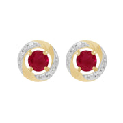 Classic Ruby Stud Earrings & Diamond Halo Ear Jacket Image 1 