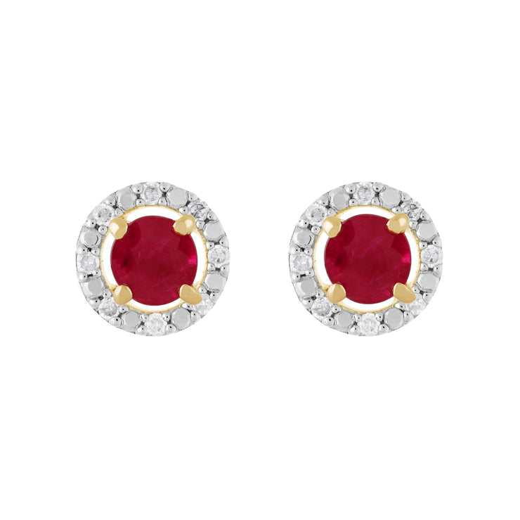 Classic Ruby Stud Earrings & Diamond Round Earrings Jacket Set Image 1