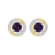 9ct White Gold Amethyst Stud Earrings & Diamond Halo Ear Jacket Image 1 