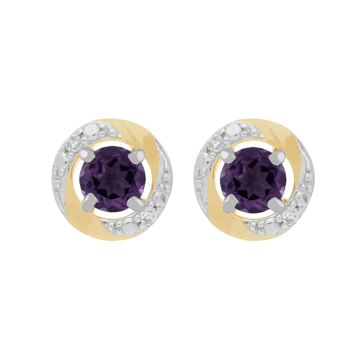 9ct White Gold Amethyst Stud Earrings & Diamond Halo Ear Jacket Image 1 