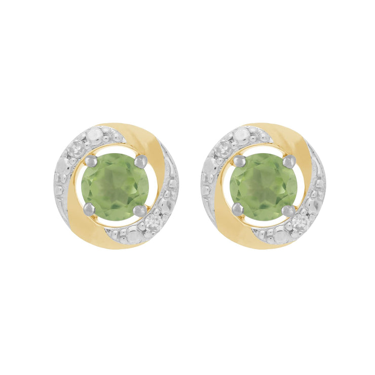 9ct White Gold Peridot Stud Earrings & Diamond Halo Ear Jacket Image 1 